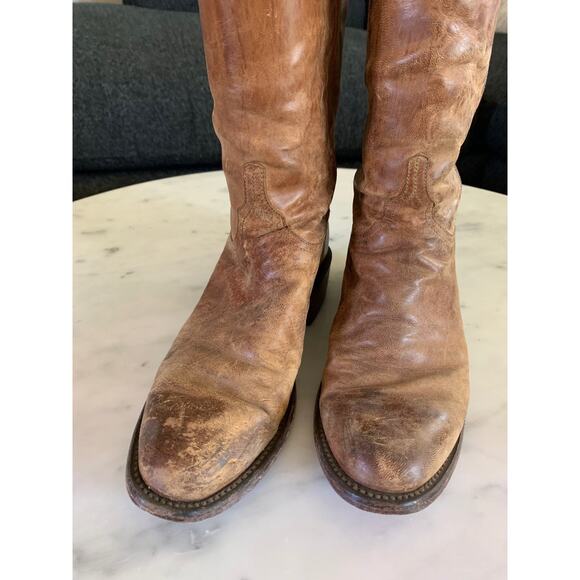 Vintage 1883 Lucchese Distressed Women’s 16” Shaft Boots SZ 8.5 - Picture 2 of 12